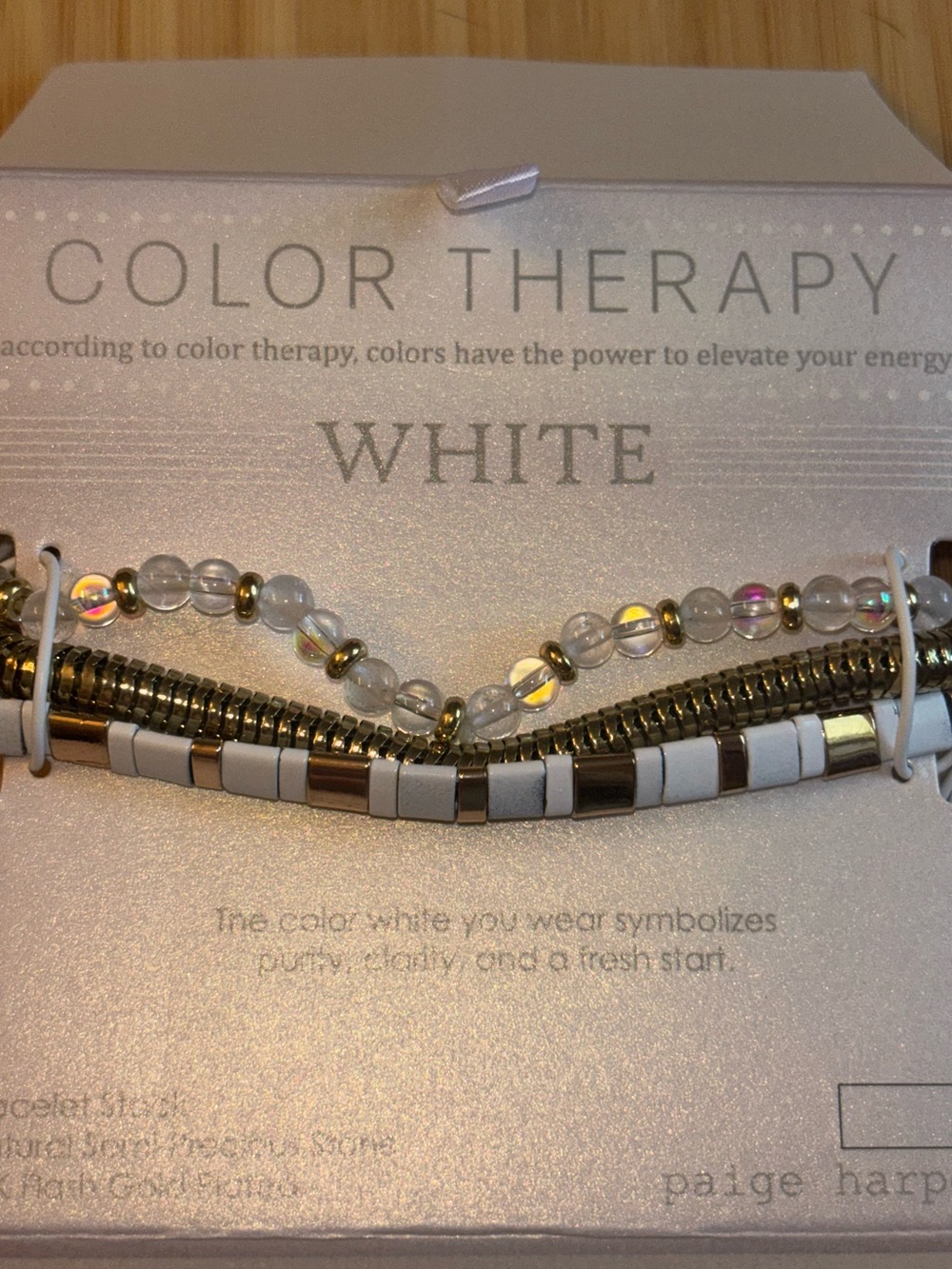 NWT Paige Harper Color Therapy bracelet set, White, 3 bracelet stack, 14k plated